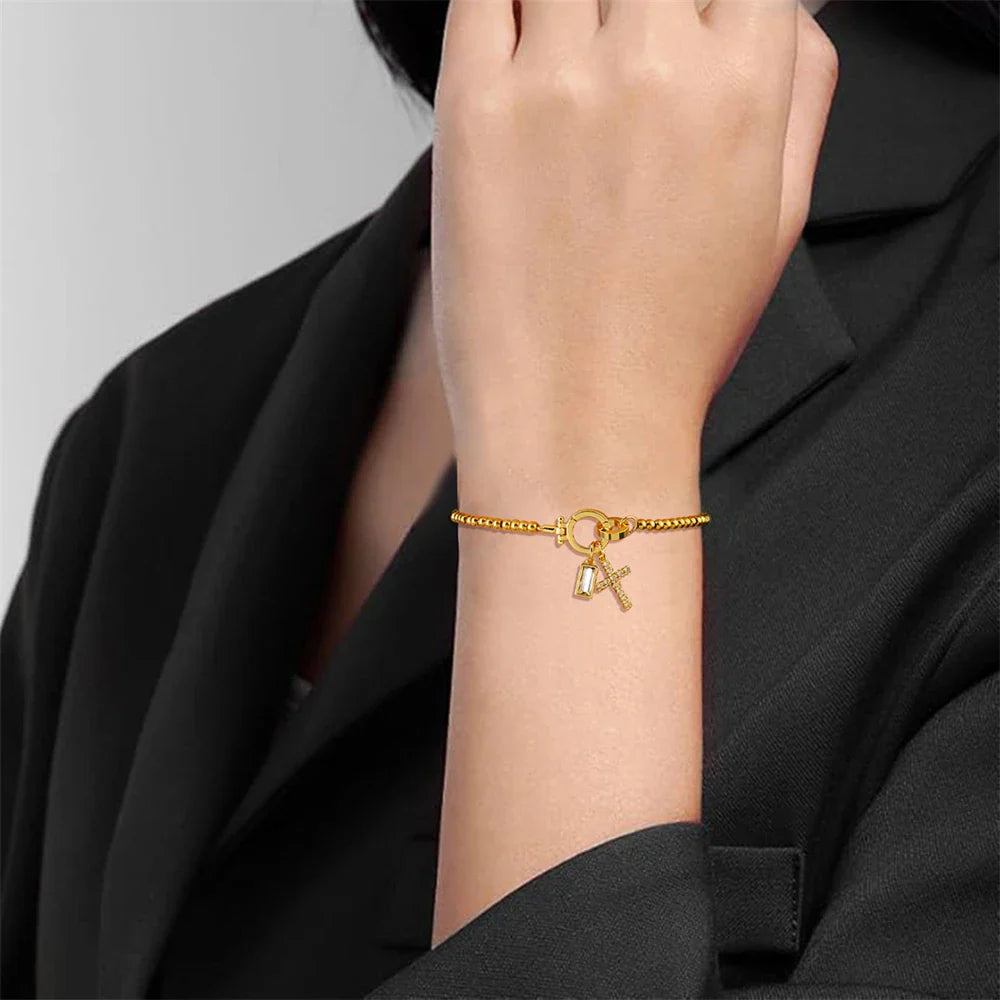 Bracelet with cross and birthstone