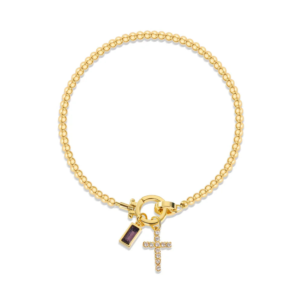 Bracelet with cross and birthstone
