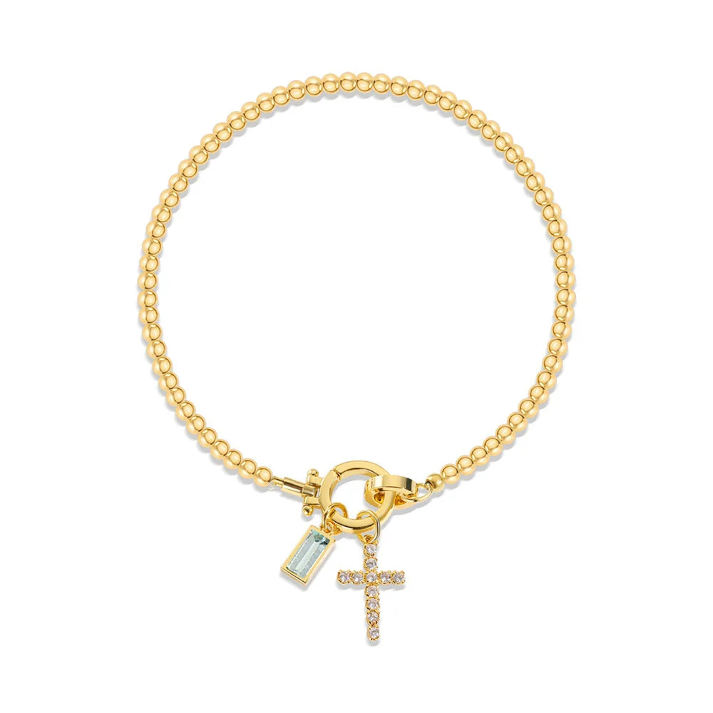 Bracelet with cross and birthstone