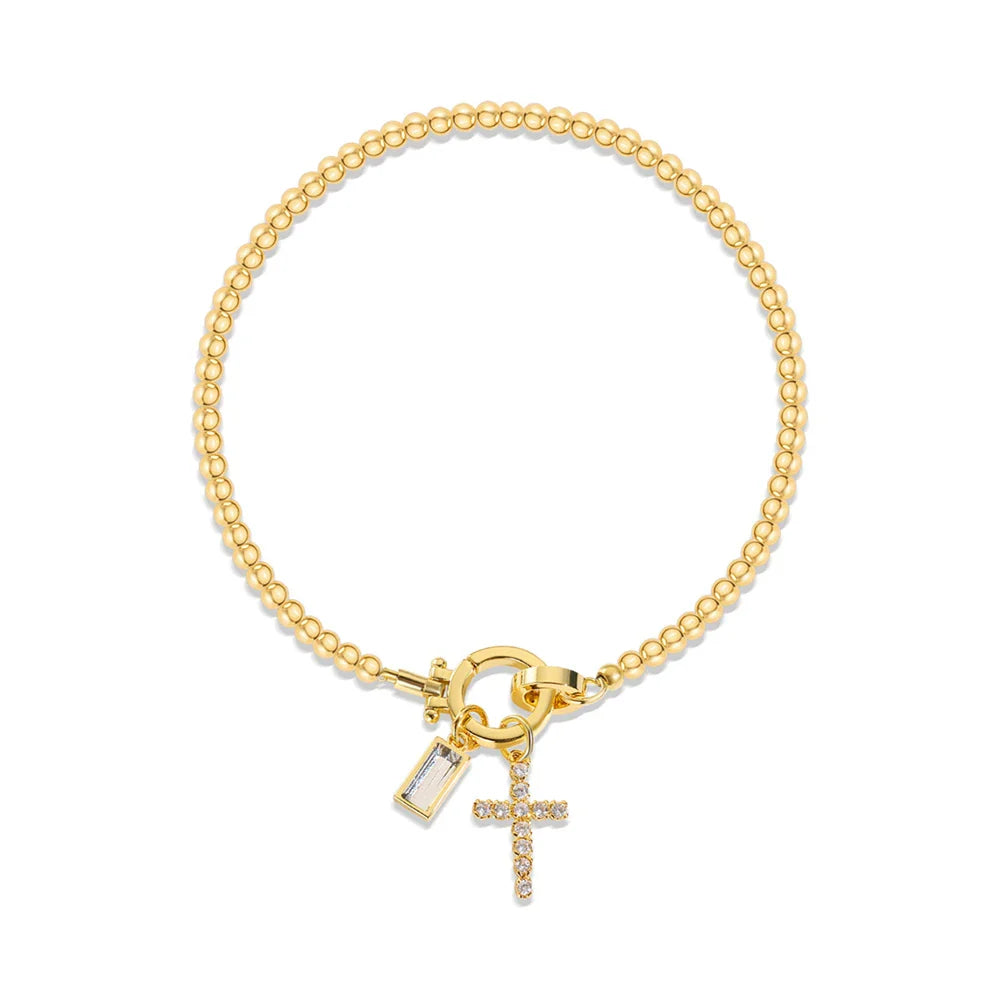 Bracelet with cross and birthstone