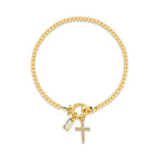 Bracelet with cross and birthstone