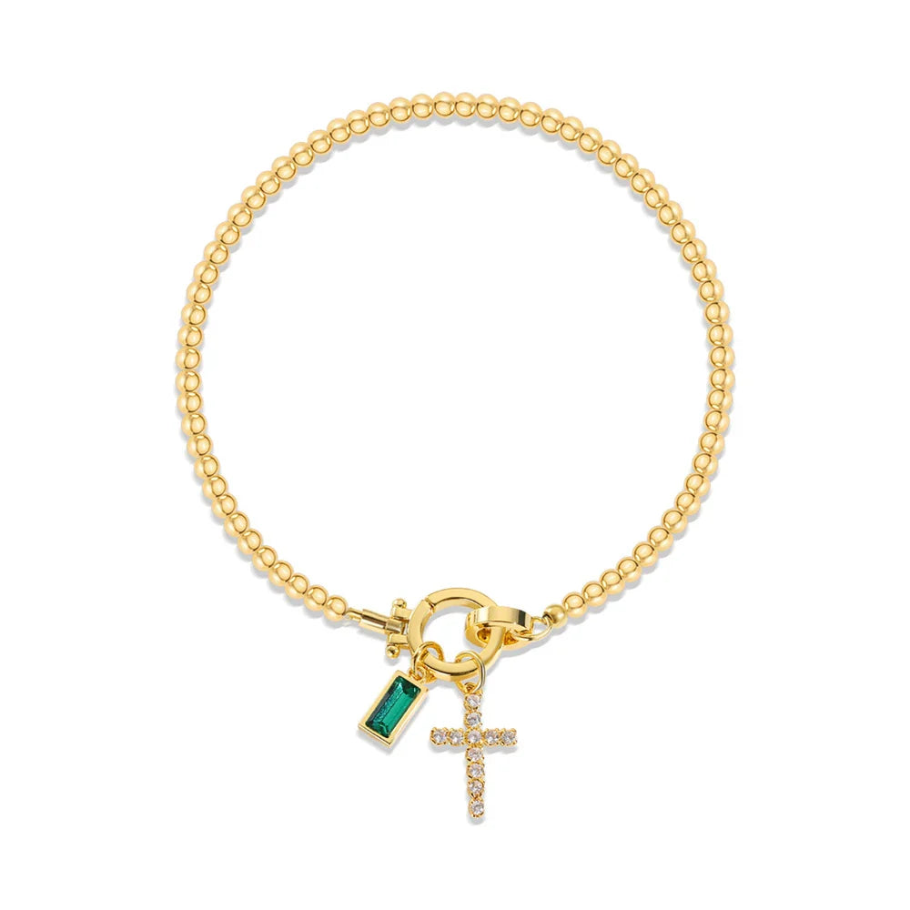 Bracelet with cross and birthstone