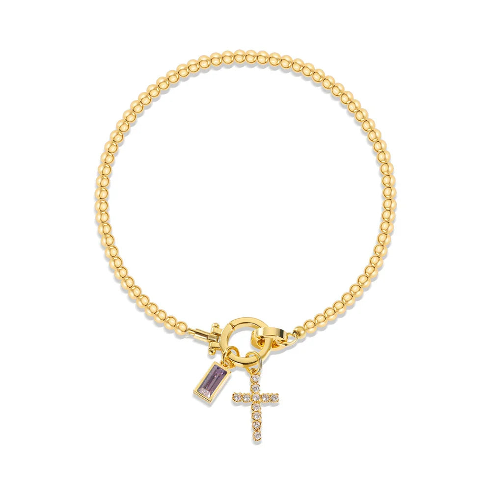 Bracelet with cross and birthstone