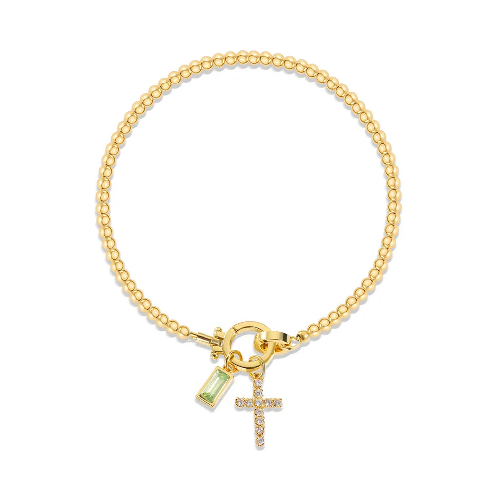 Bracelet with cross and birthstone