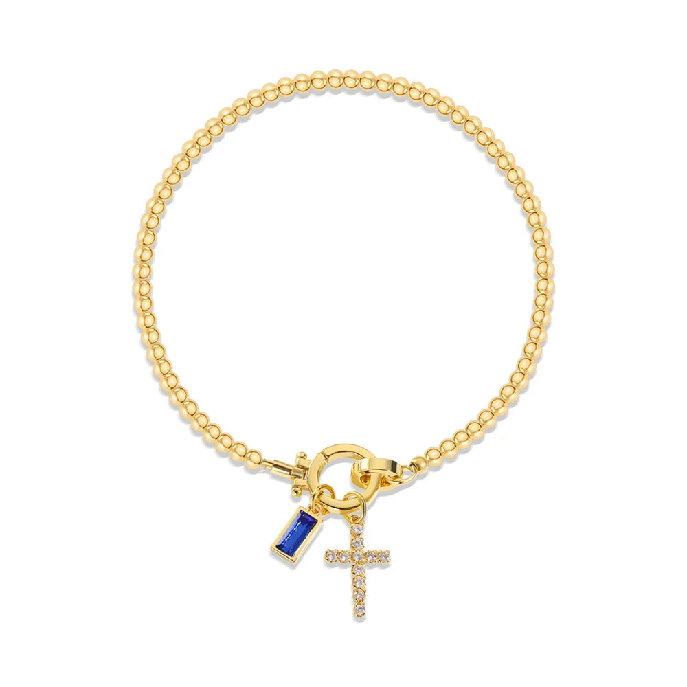 Bracelet with cross and birthstone