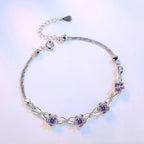 Bracelet with Delicate Purple Zircon Flowers