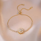 Bracelet with Rotating Anti-Stress Flower and Rhinestones 1