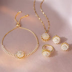 Bracelet with Rotating Anti-Stress Flower and Rhinestones 1