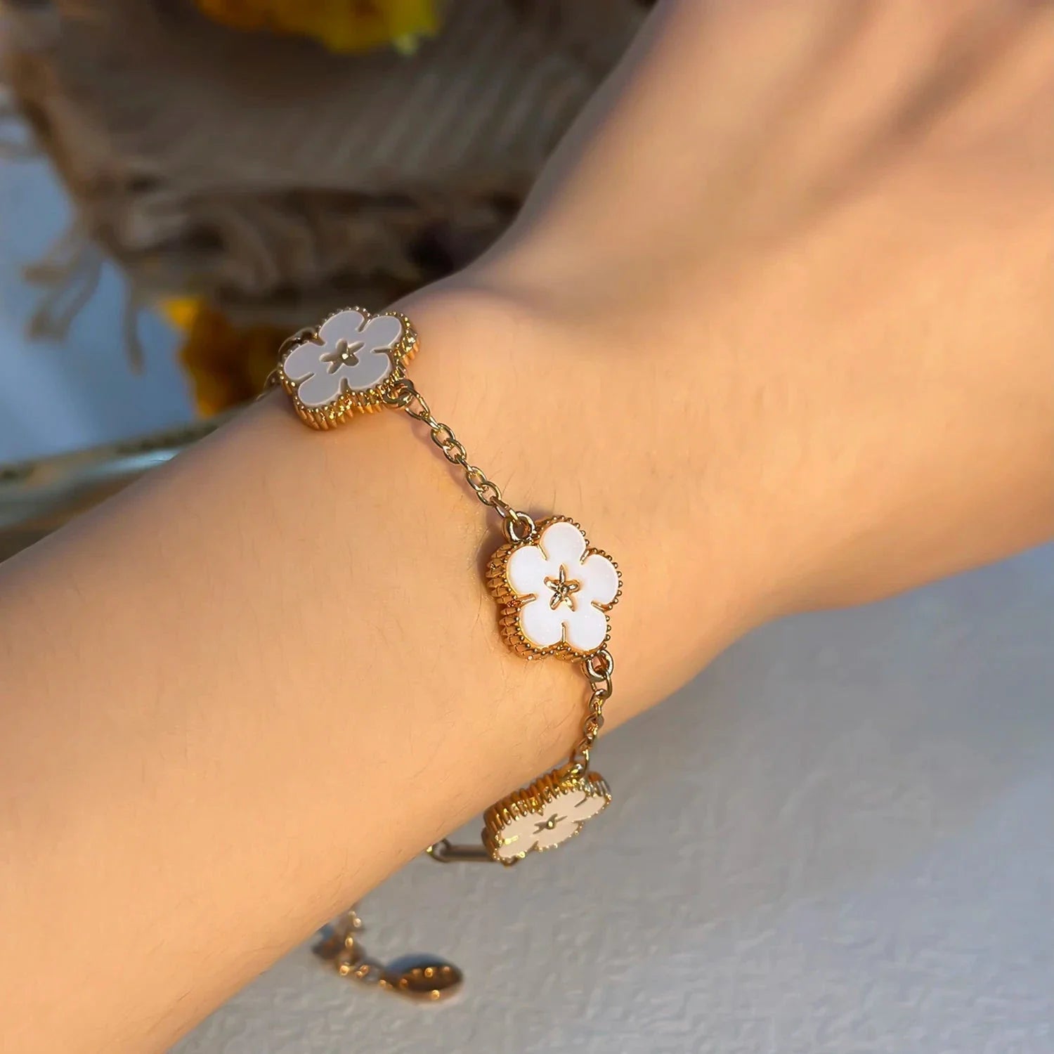 White Flower Bracelet for Women