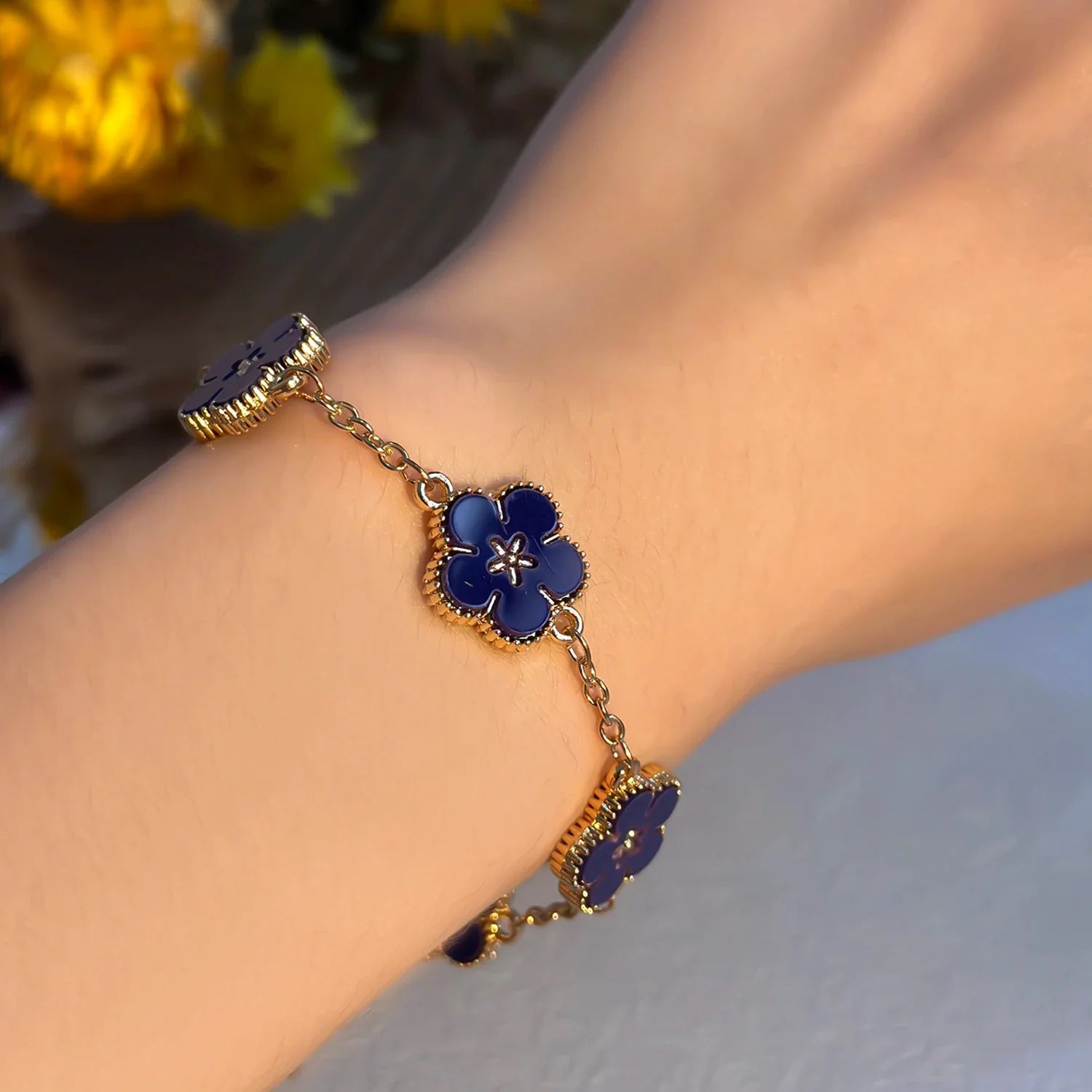 Blue Flower Bracelet for Women