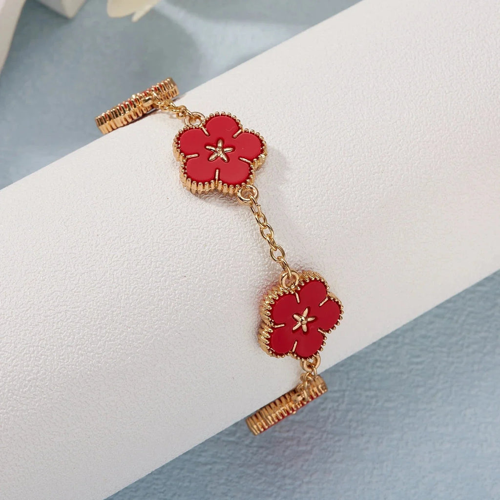 Red Flower Bracelet for Women