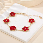 Red Flower Bracelet for Women