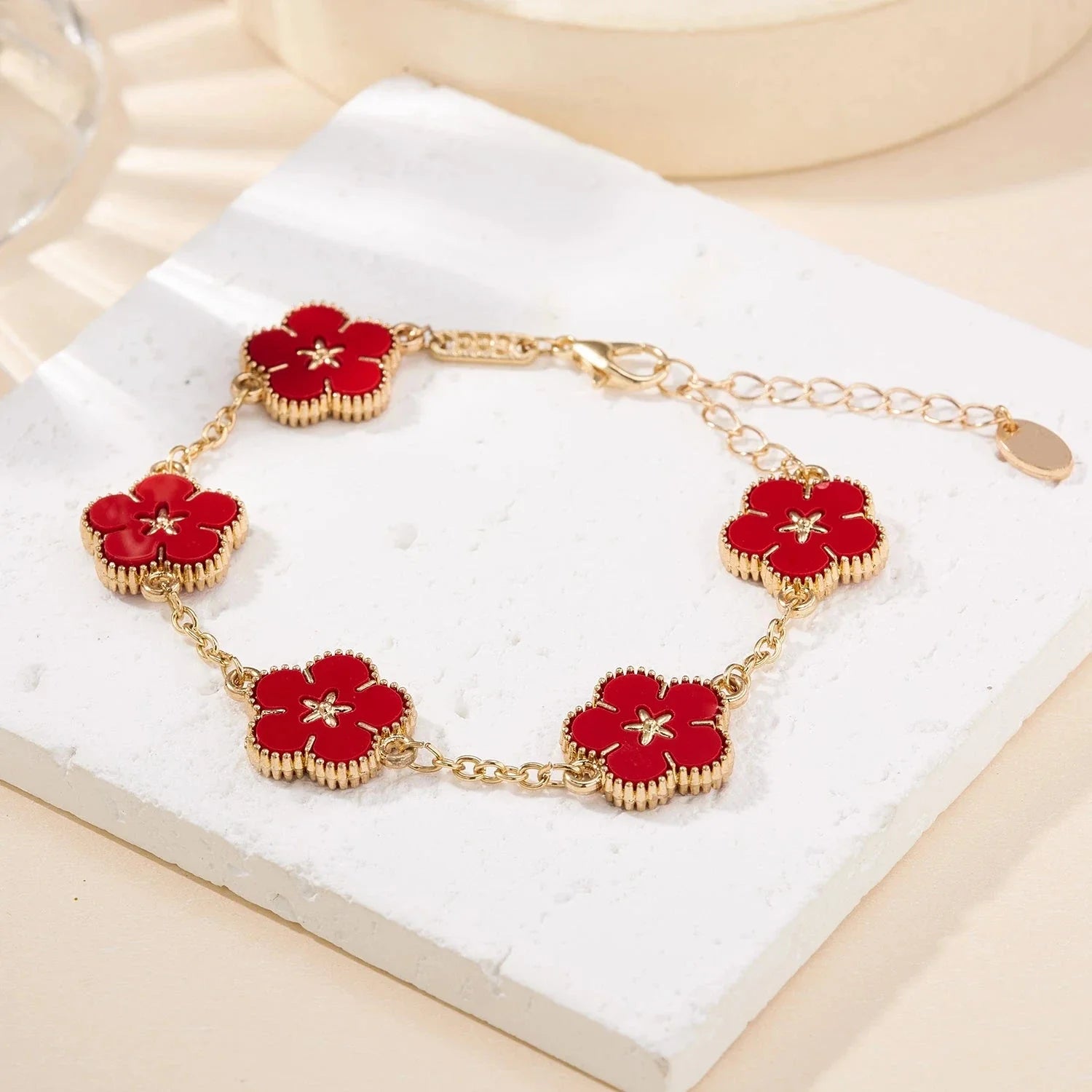 Red Flower Bracelet for Women