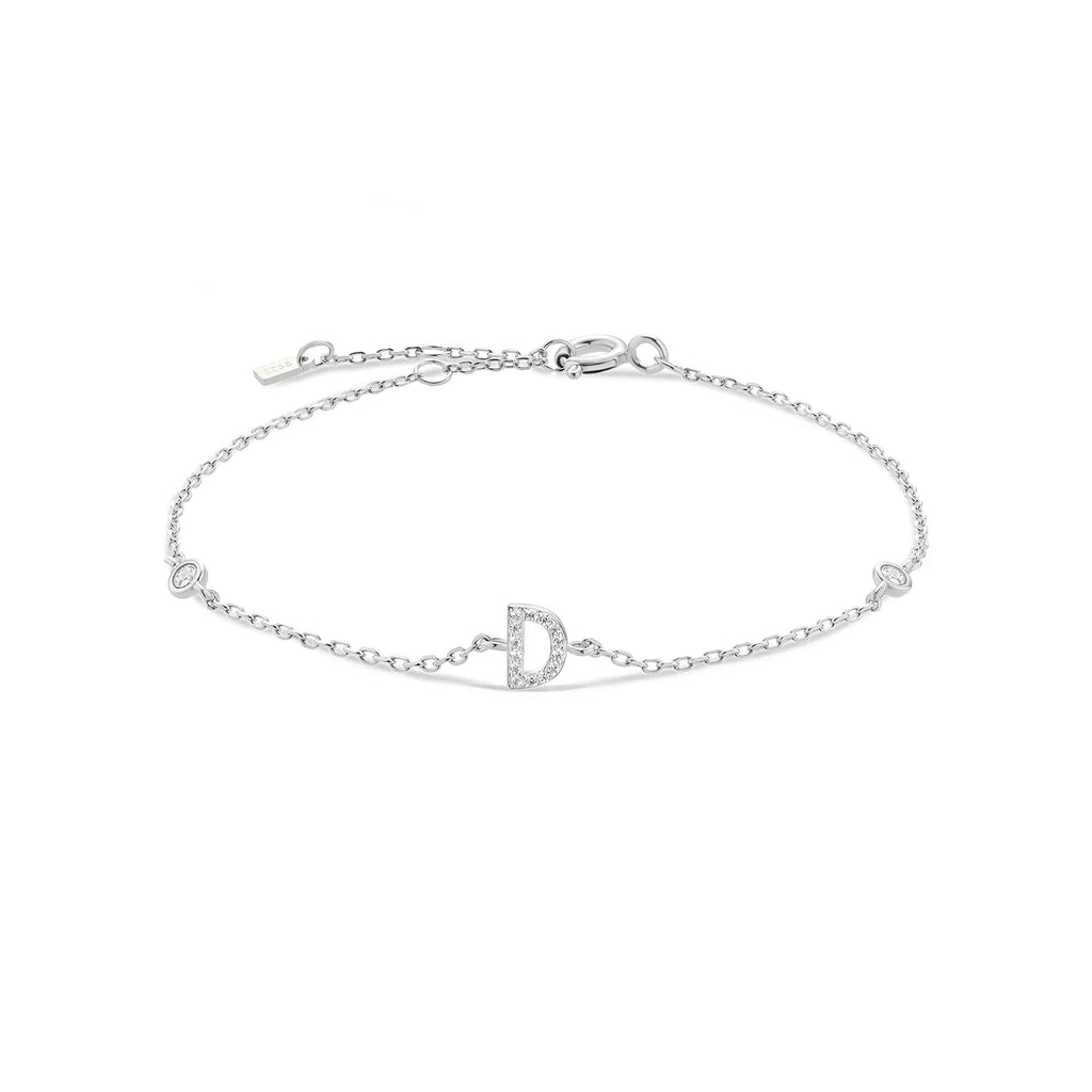 Bracelet with silver rhinestone initial d