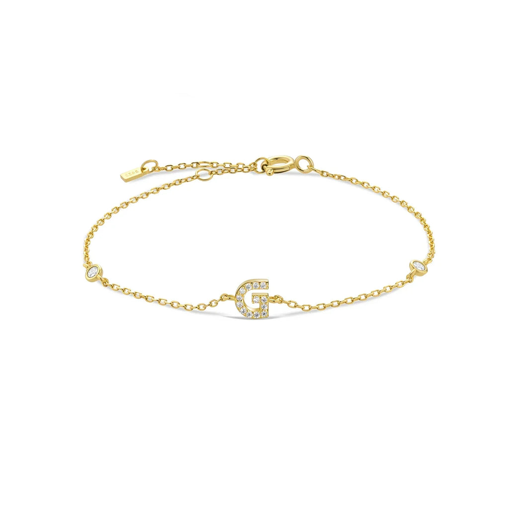 Bracelet with gold rhinestone initial g