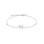 Bracelet with silver rhinestone initial n