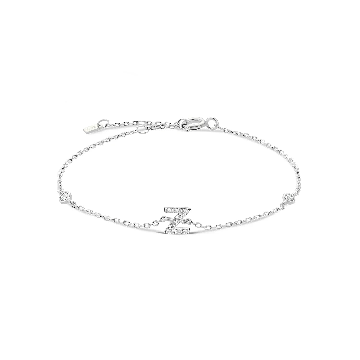 Bracelet with silver rhinestone initial z