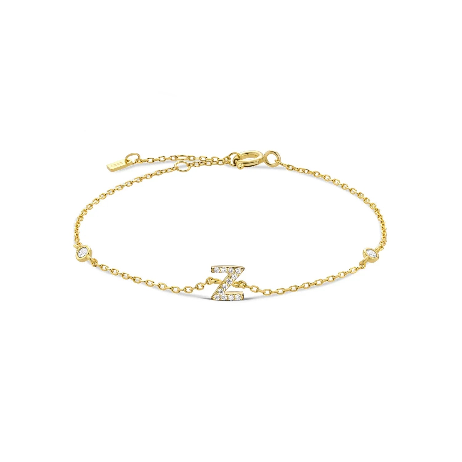 Bracelet with gold rhinestone initial z