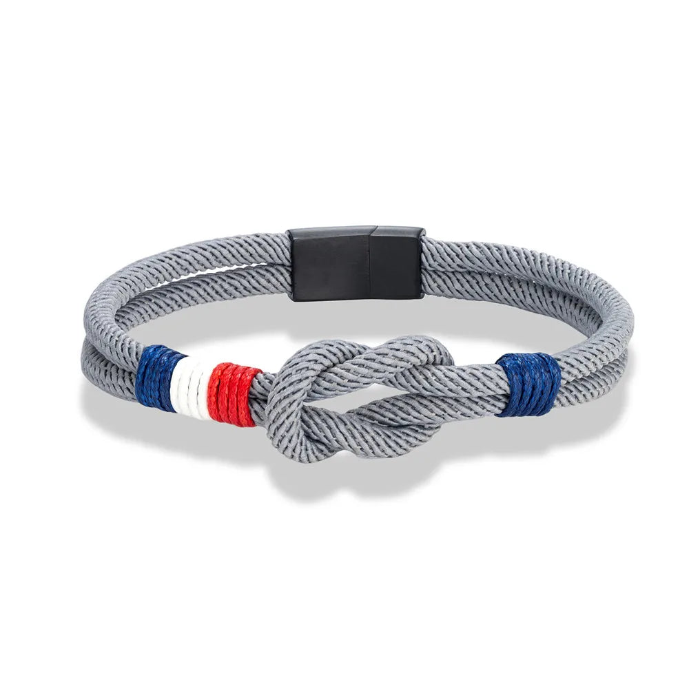 Bracelet with rope knot grey