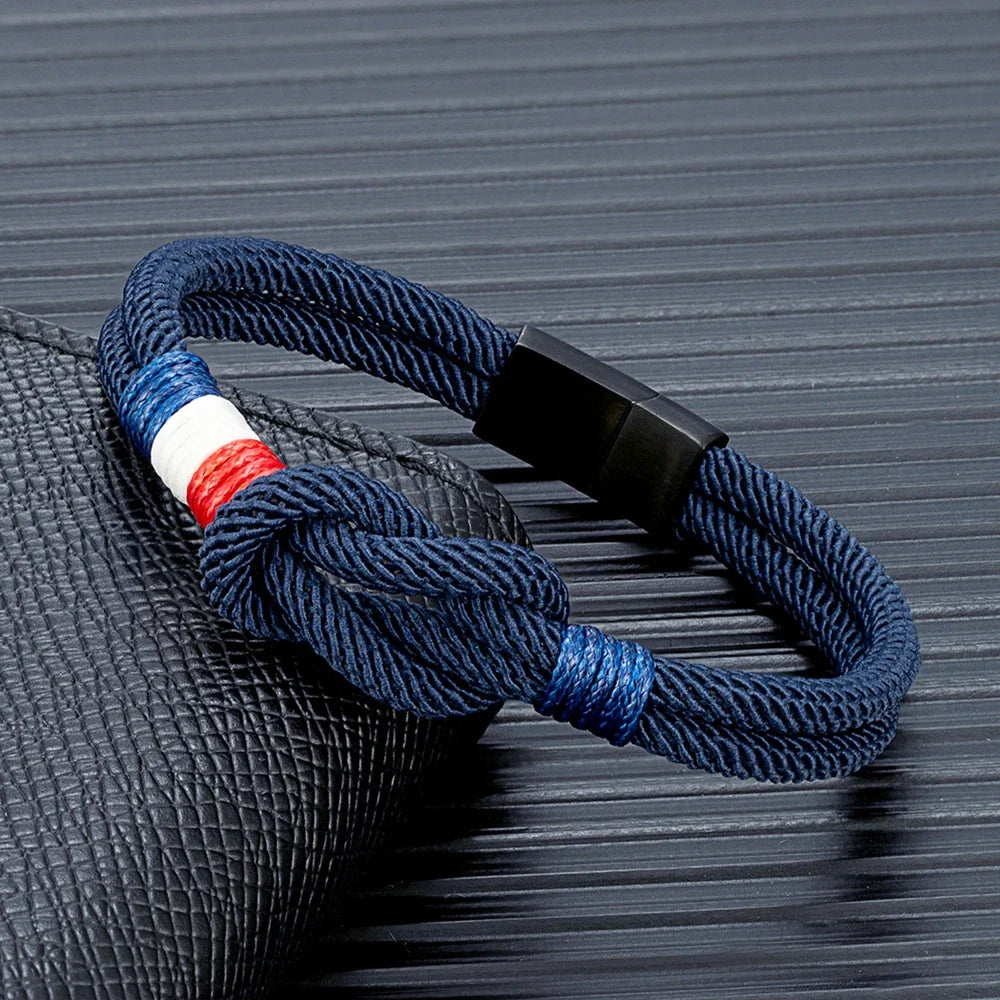 Bracelet with rope knot navy blue