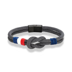 Rope-tied bracelet with the dark grey French flag
