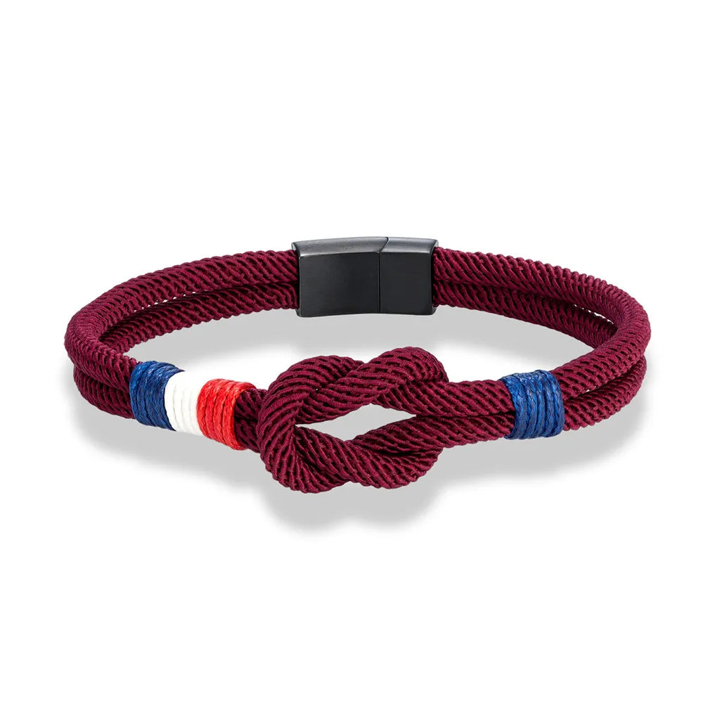 Bracelet with rope knot burgundy