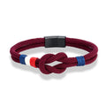 Bracelet with rope knot burgundy