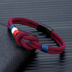 Bracelet with rope knot burgundy