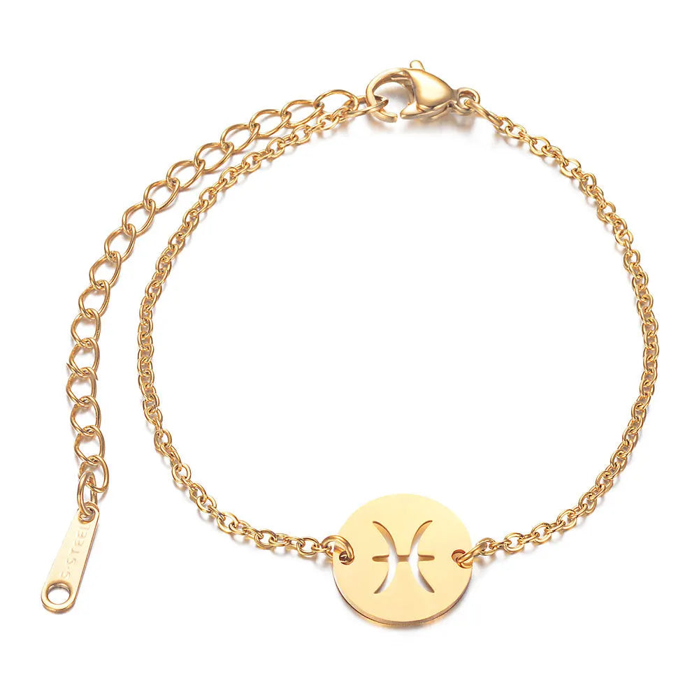 Bracelet with Astrological Zodiac Sign Pendant Pisces