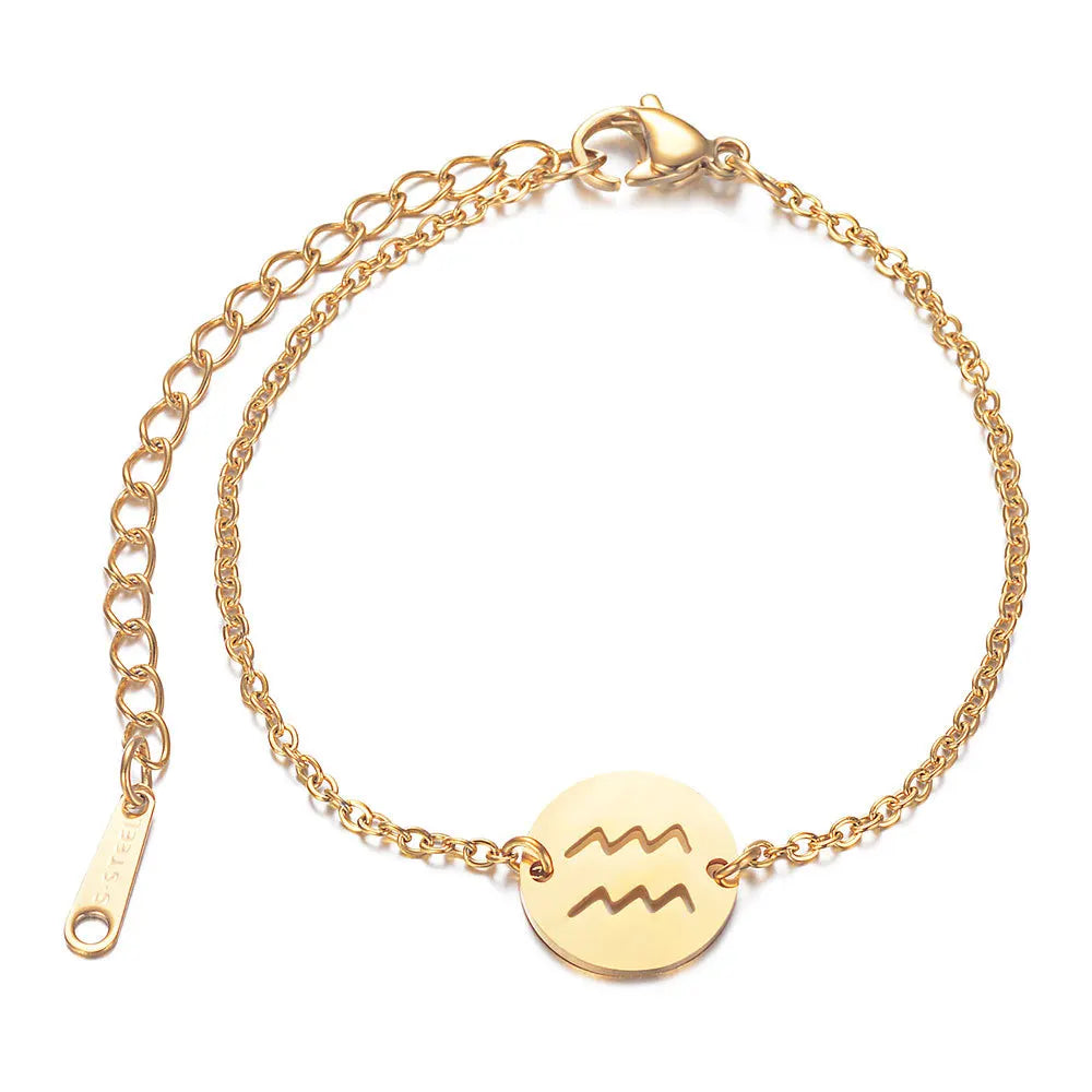 Bracelet with Astrological Zodiac Sign Pendant Aquarius
