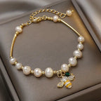 Bracelet with white beads bee