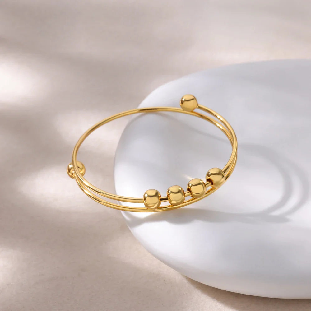 Anti-Stress Rotating Bead Bracelet for Men or Women gold