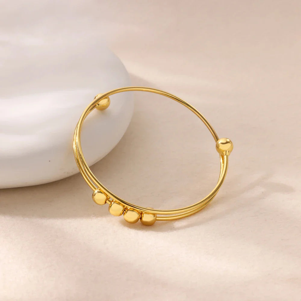 Anti-Stress Rotating Bead Bracelet for Men or Women gold