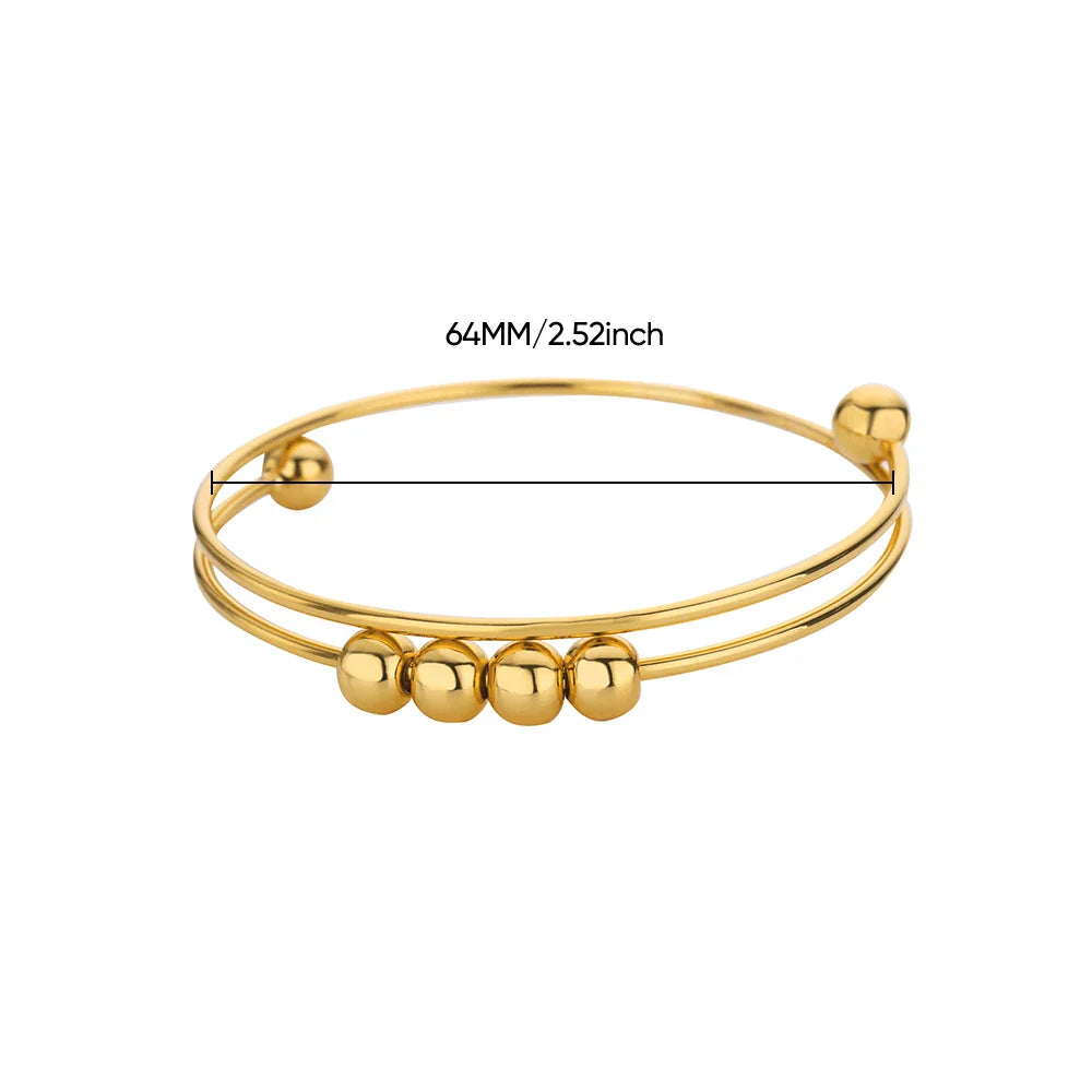 Anti-Stress Rotating Bead Bracelet for Men or Women gold