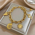 Bracelet with Sun and Shells for Men or Women gold