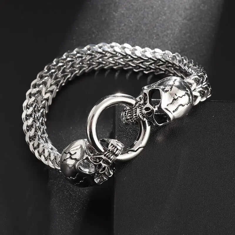 Skull Bracelet for Men Silver