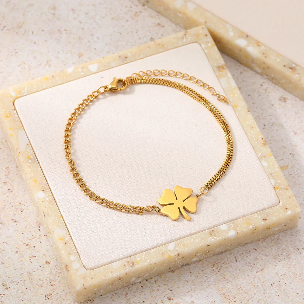 Bracelet with Lucky 4-Leaf Clover gold