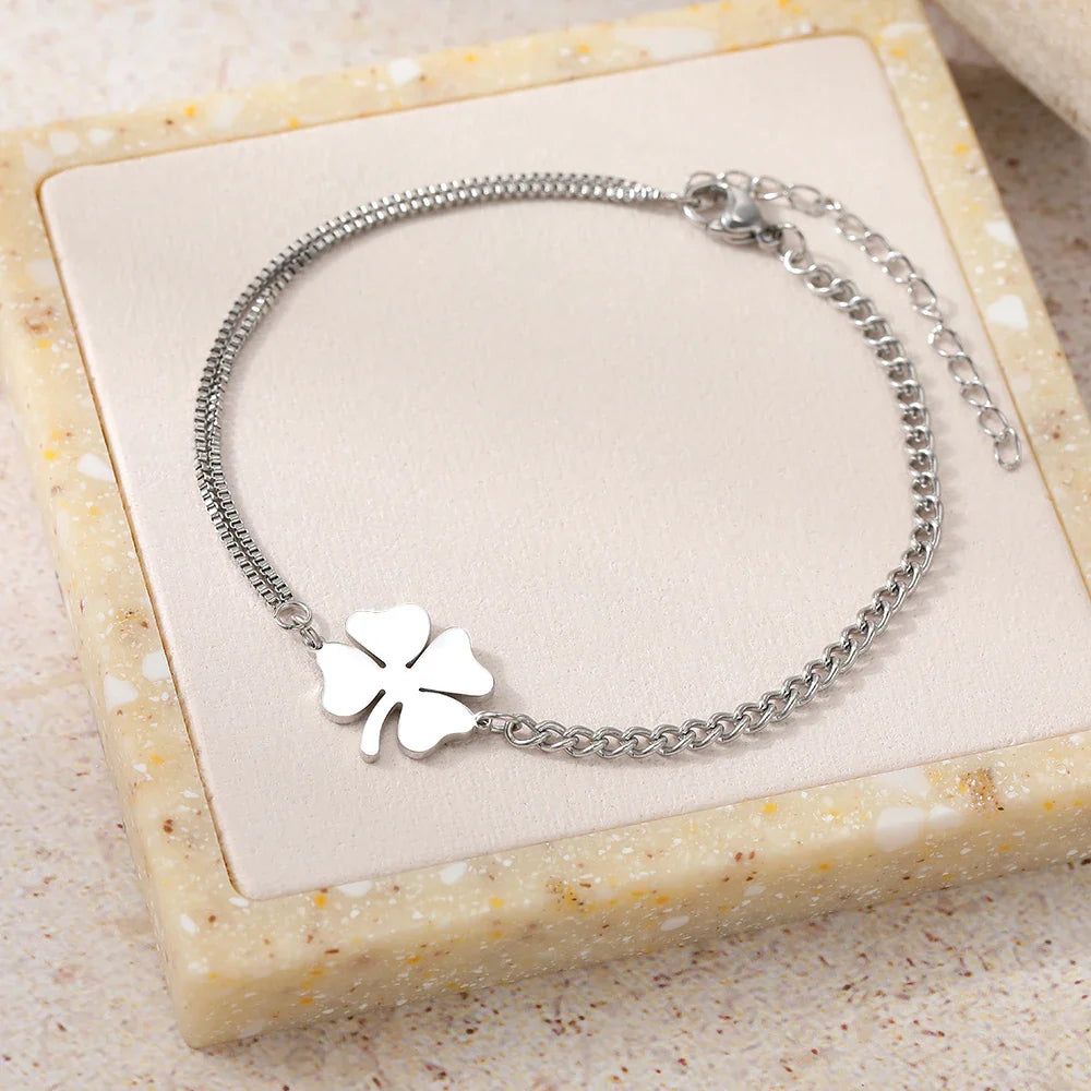 Bracelet with Lucky 4-Leaf Clover silver