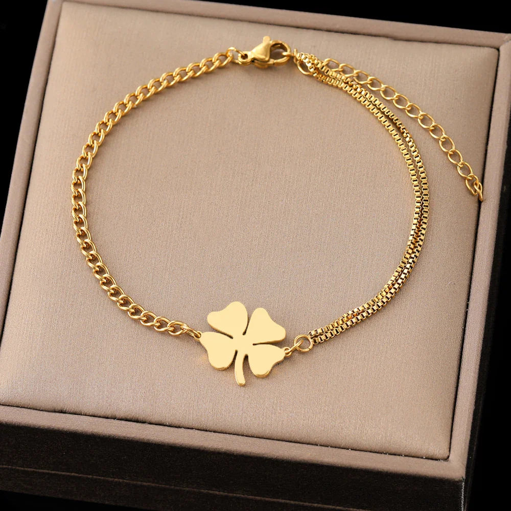 Bracelet with Lucky 4-Leaf Clover gold