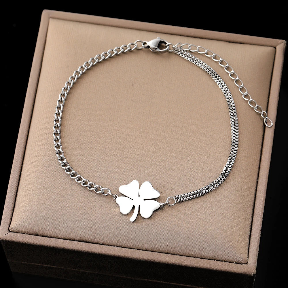 Bracelet with Lucky 4-Leaf Clover silver