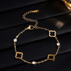 Bracelet with Four-Leaf Clovers with Gold Zircon