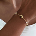Bracelet with Four-Leaf Clovers with Gold Zircon