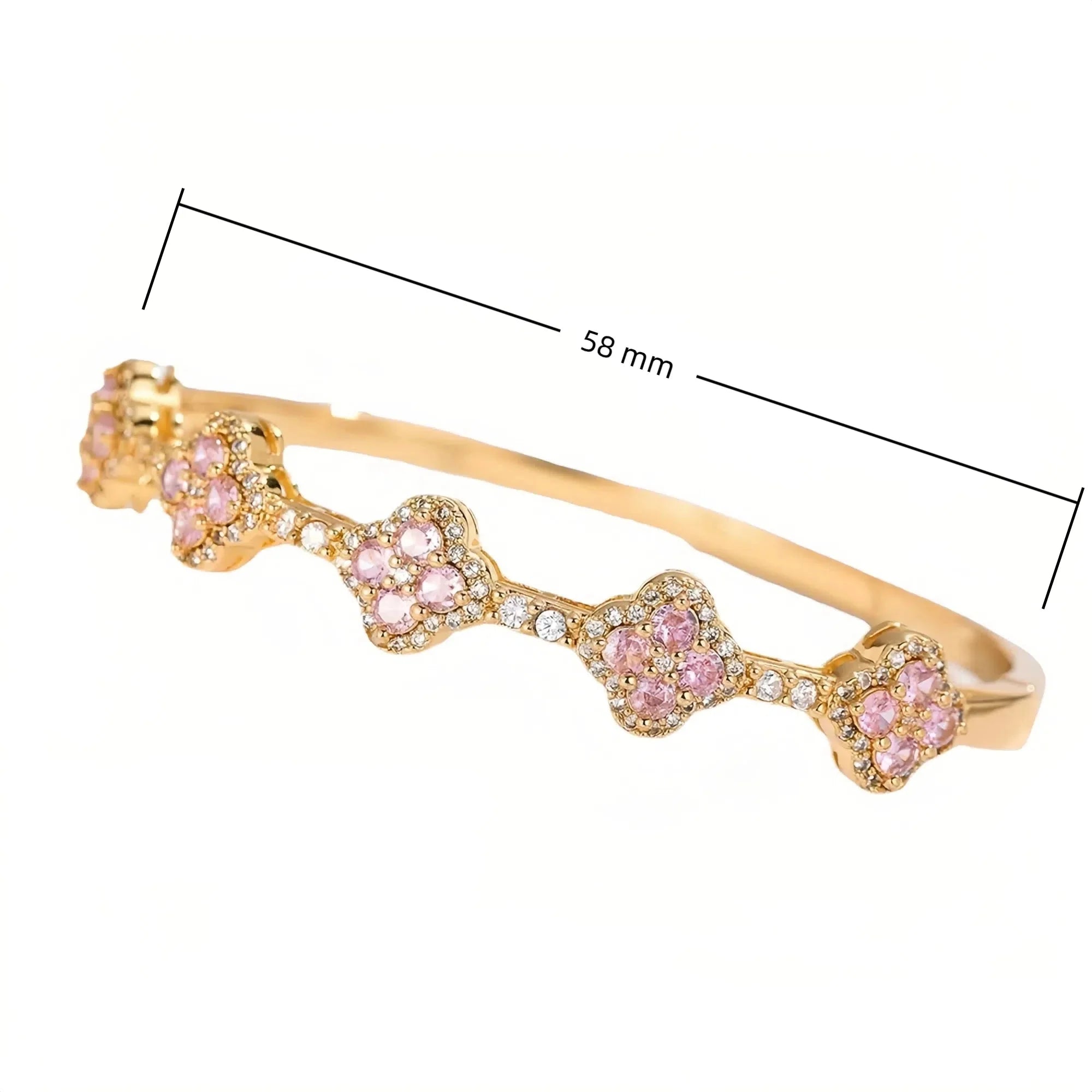 Bracelet with Four-Leaf Clovers in Zircon and Stones