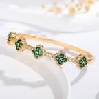 Bracelet with Four-Leaf Clovers in Zircon and Green Stones
