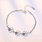 Bracelet with Four-Leaf Clovers with Purple Zircon