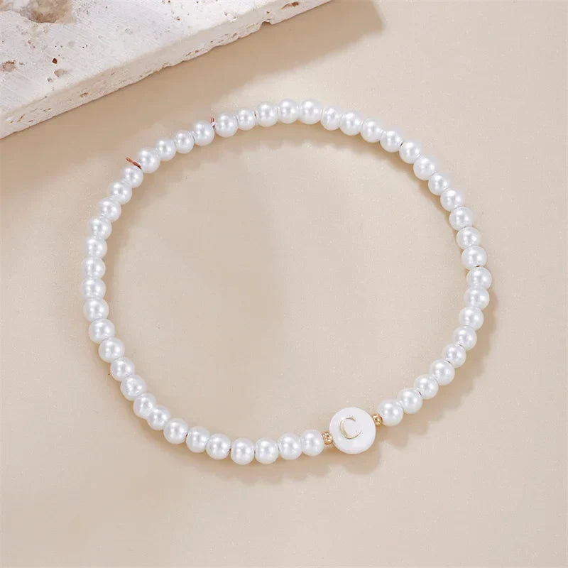White initial bracelet c
