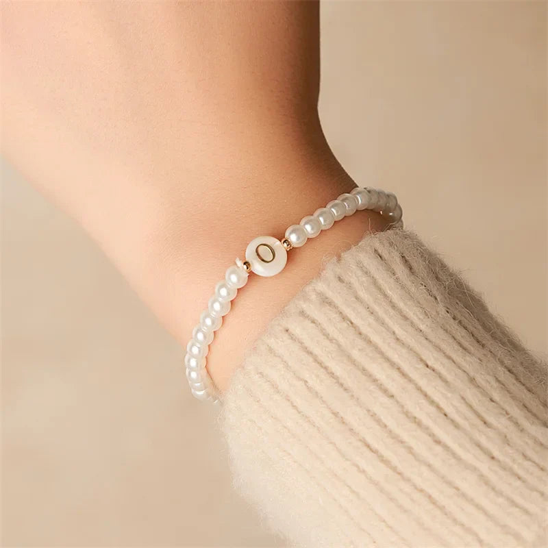 White initial bracelet o