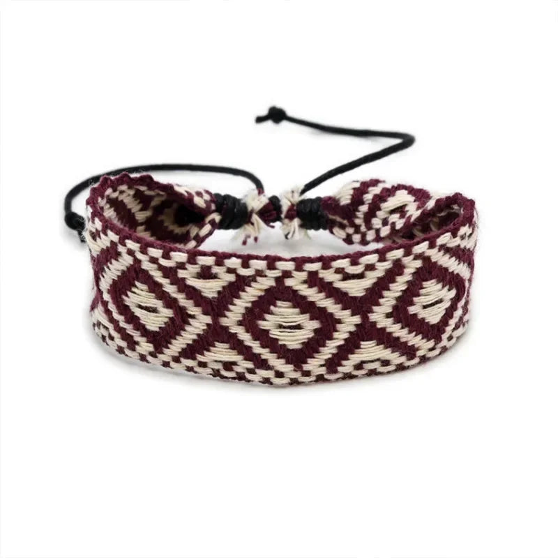 Handmade Geometric Shapes Brazilian Bracelet burgundy