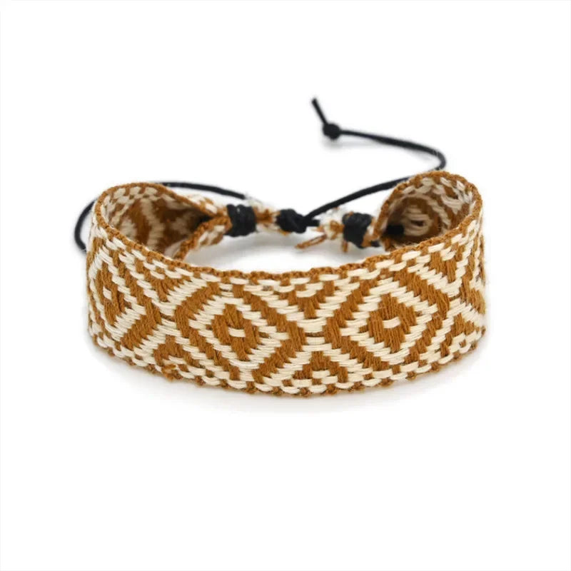 Handmade Geometric Shapes Brazilian Bracelet light brown