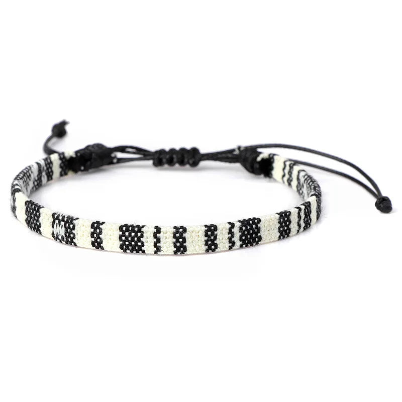 Handmade Woven Friendship Brazilian Bracelet black and white